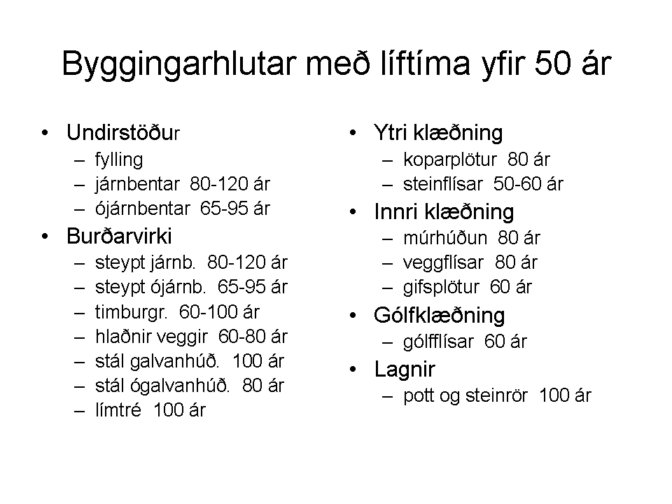 Líftími 50-100 ár